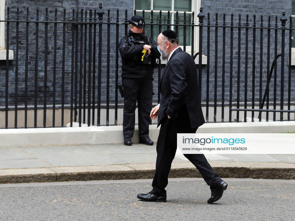 Chief rabbi of the UK and Commonwealth EPHRAIM MIRVIS arrives at 10 Downing Street to meet with UK Prime Minister Boris Johnson. London United Kingdom - ZUMAs262 20210520_zip_s262_081