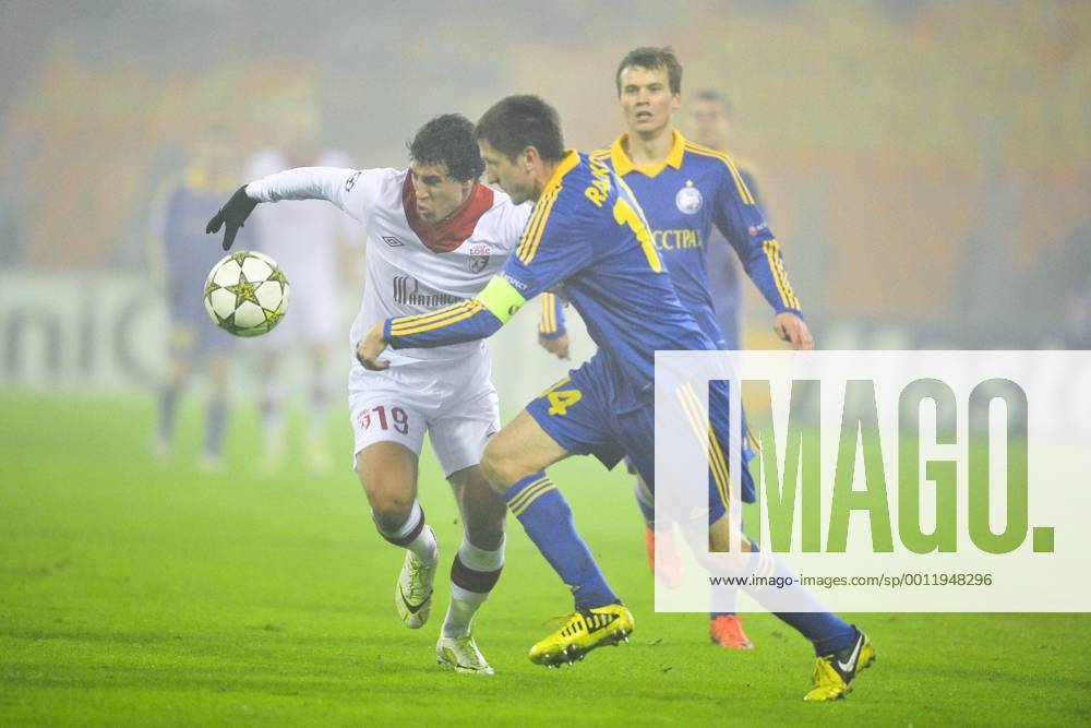 Artem Radkov (Bate Borisov) vs Gianni Bruno (Losc) FOOTBALL : Bate Borisov vs Losc - ligue des champions - 20 11 2012 JBAutissier Panoramic