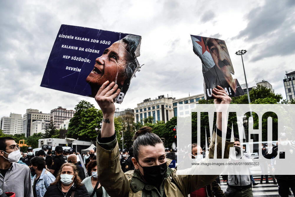 Eighth anniversary of Gezi Park protests in Ankara A demonstrator holds up a placard that was ripped apart by police forces during a protest that marks the eighth anniversary of the Gezi Park protests in Ankara, Turkey, on Tuesday, June 1, 2021. Ankara Turkey gocherimagery210601_009