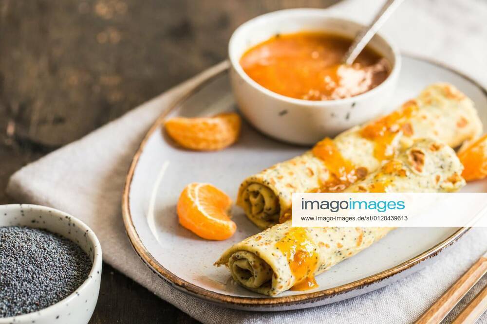 Poppy seed crepes (blinis). pancakes with poppy seeds and tangerine jam, 11.02.2020 18:30:22,