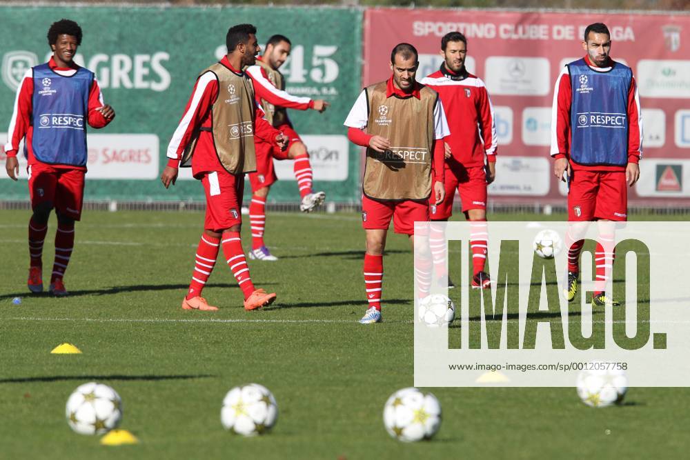 Ze Luis (L), Carlao, Ruben Micale and Paulo Vinicius of SC Braga (Sporting) during the training session before the UEFA Champions League, Group H, match in Braga.