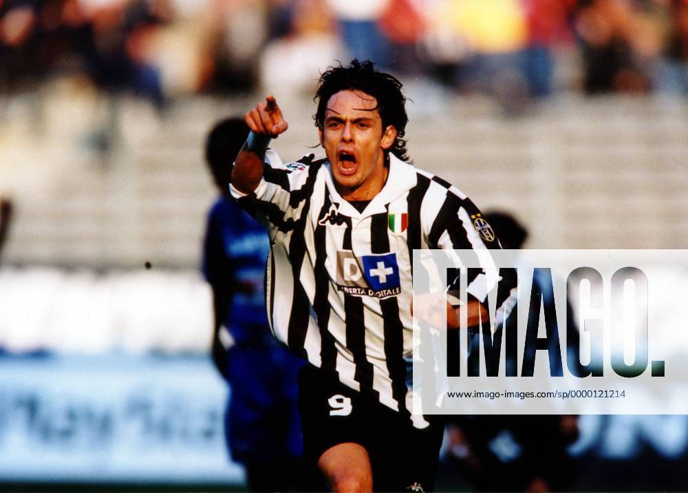 Filippo Inzaghi (Juve) jubelnd Fußball Herren Saison 1998 1999: Serie A, Italienische Liga, Meisterschaft, Sampdoria Genua - Juventus Turin, Juve Einzelbild Stadio Luigi Ferraris Genua Freude, Begeisterung,