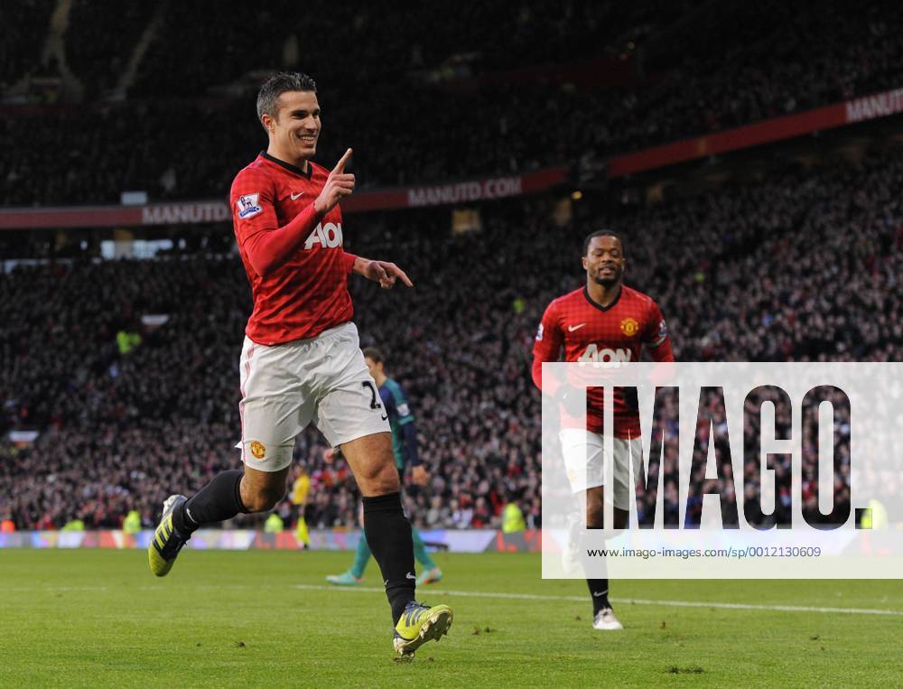 Robin van Persie of Manchester United celebrates scoring the first goal - Barclays Premier League - Manchester Utd vs Sunderland - Old Trafford Stadium - Manchester - 15 12 12 - Picture Simon Bellis Sportimage .