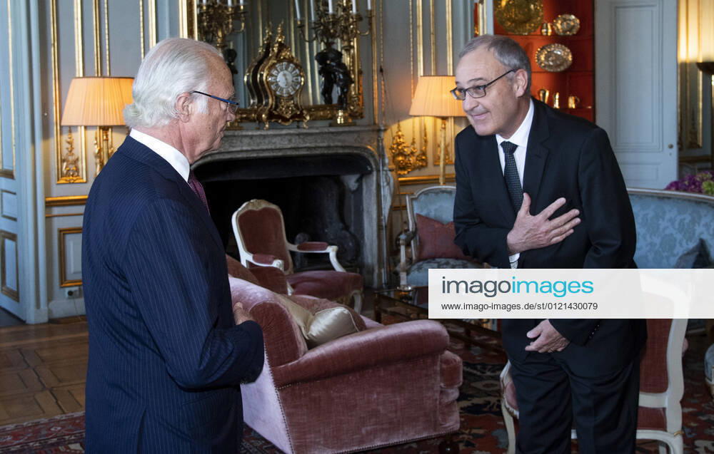 Sweden s King Carl XVI Gustaf L receives Switzerland s President Guy Parmelin at the Stockholm Palace, in Stockholm, Sweden, on June 14, 2021 STOCKHOLM SWEDEN ROY