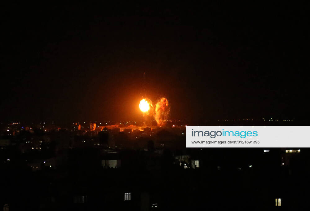 Gaza city, Gaza Strip, Palestinian Territory: Explosions light-up the night sky above buildings in Gaza City as Israeli forces shell the Palestinian enclave, on June 17, 2021 Gaza city Palestinian Territory - ZUMAap3_ 20210617_zaf_ap3_111