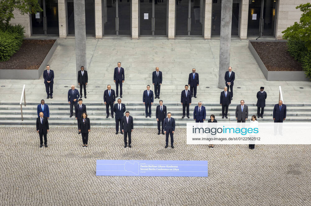 Family photo with Heiko Maas, Federal Minister of Foreign Affairs, and the participants of the 2 Libya Conference taken in the protocol courtyard of the Foreign Office in Berlin, 23 06 2021 Together with the United Nations, the German government is hosting a new meeting to discuss the stabilization of the North African civil war country Libya Berlin Germany