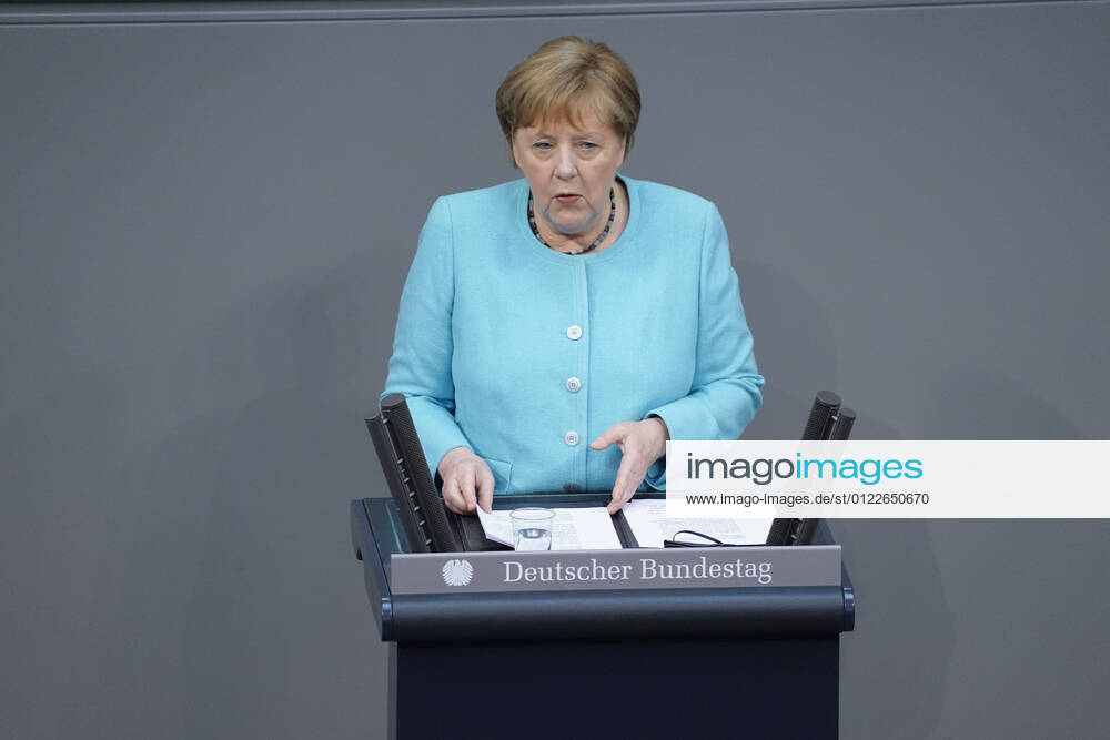 236 Session of the German Bundestag Plenary and Debate Current, 24 06 2021, Berlin, Angela Merkel the Chancellor of the Federal Republic of Germany during her last speech and government declaration on the European Council at the 236 Session of the German Bundestag in Berlin Berlin Germany