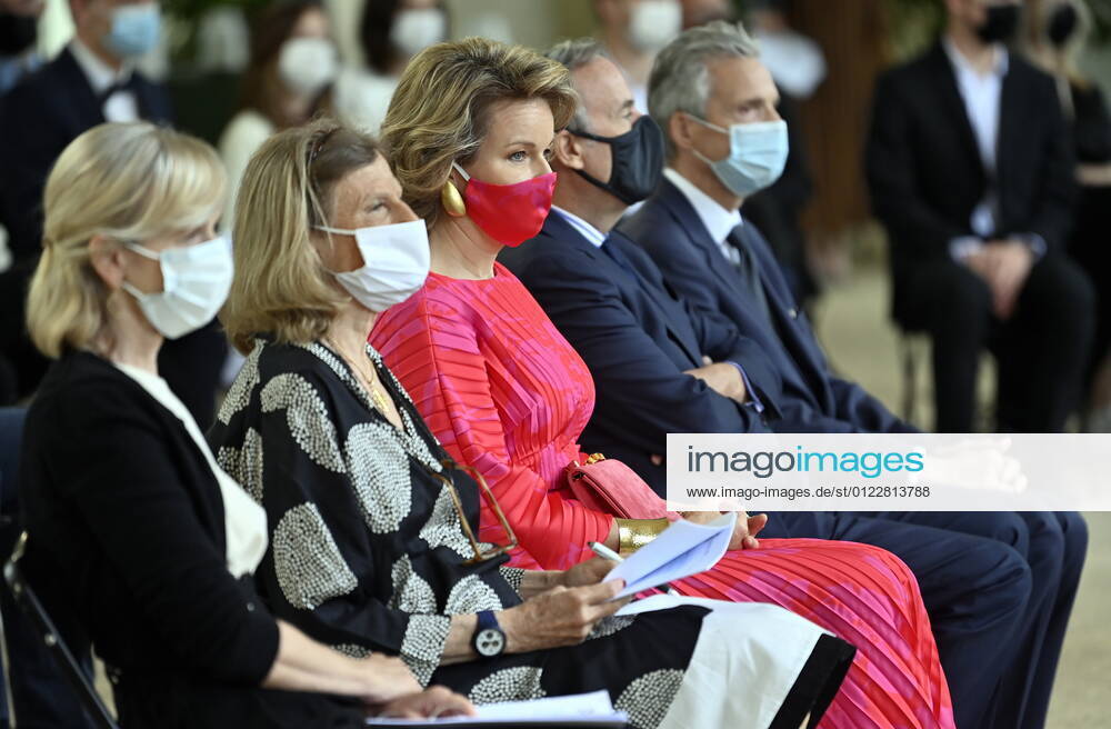 Queen Mathilde of Belgium pictured during a ceremony to award the Queen Mathilde Award 2021, in Brussels, Friday 25 June 2021. The winner of the Award is Debateville, an association with expression worshops for youngs to help express ideas. ERICxLALMAND 06086703