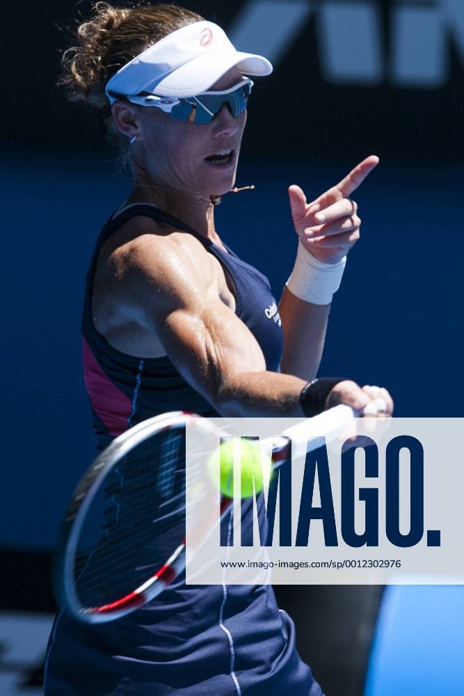 Samantha Stosur plays a forehand shot during Day 1 of the Australian Tennis open Grand Slam event at Melbourne Park, Melbourne Australia. TENNIS: JAN 14 Australian Open Icon13011425