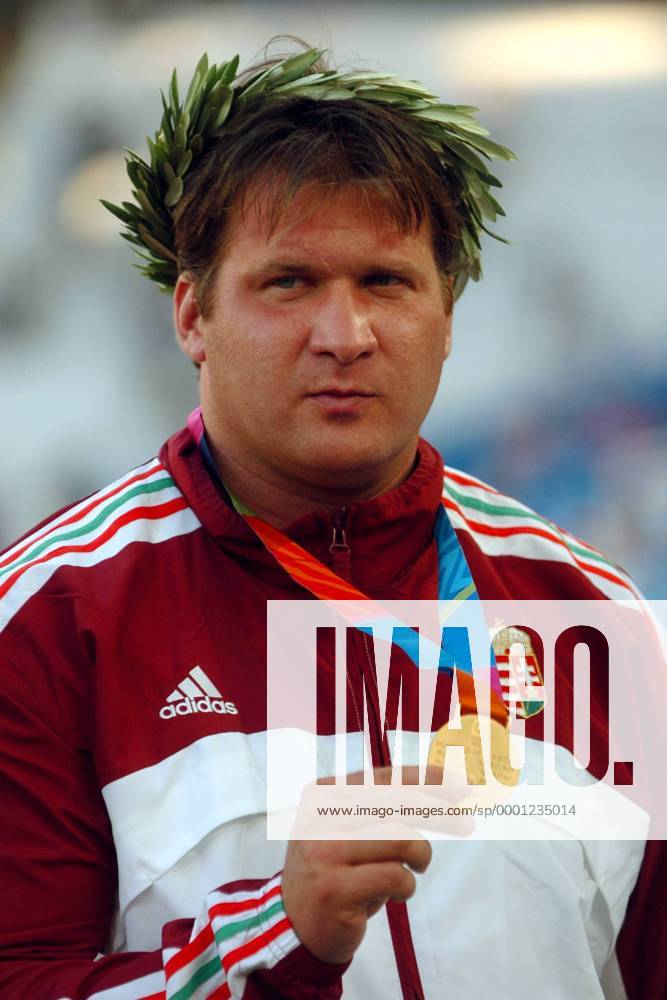 Olympiasieger Adrian Annus (Ungarn) - als Dopingsünder überführt wurde ihm später die Medaille allerdings aberkannt Leichtathletik OS Sommer Herren Olympische Sommerspiele Athen 2004, Olympia, Olympiade, Spiele, Hammer, Hammerwurf, Hammerwerfen, Porträt Maroussi