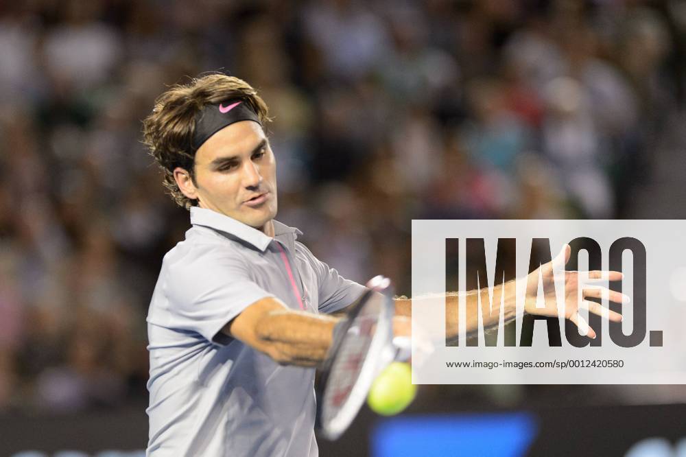 Jan. 19, 2013 - Melbourne, Victoria, Australia - January 19, 2013: Roger Federer (SUI) in action in a third round match on day five of the 2013 Australian Open grand slam tennis tournament at Melbourne Park in Melbourne, Australia. Sydney Low Cal Media Tennis 2013: Australian Open JAN 19 - ZUMAc04