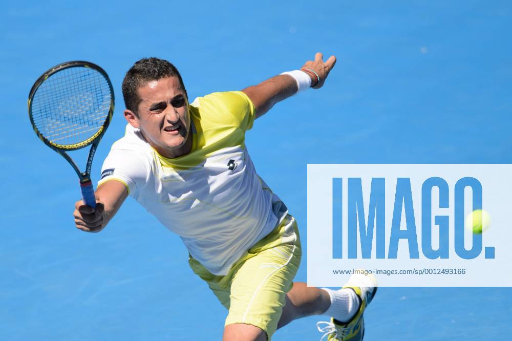 Jan. 22, 2013 - Melbourne, Victoria, Australia - January 22, 2013: Nicolas Almagro (ESP) in action in a quarterfinals match on day nine of the 2013 Australian Open grand slam tennis tournament at Melbourne Park in Melbourne, Australia. Sydney Low Cal Media Tennis 2013: Australian Open JAN 22 - ZUMAc04