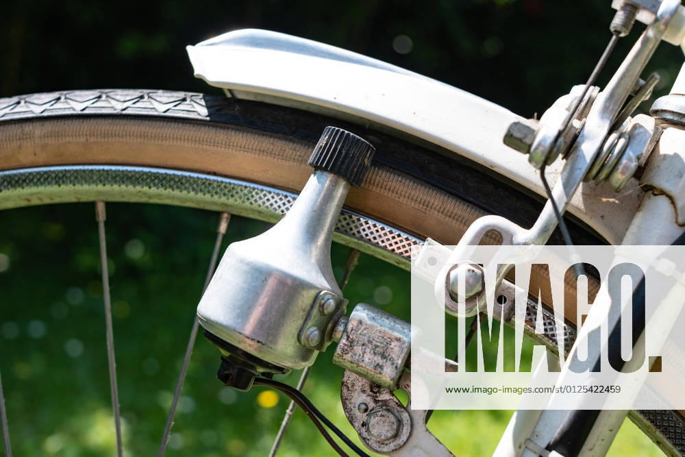 Dynamo and rim brake on a bicycle in Aachen on June 25, 2021 GERMANY - AACHEN - BICYCLE