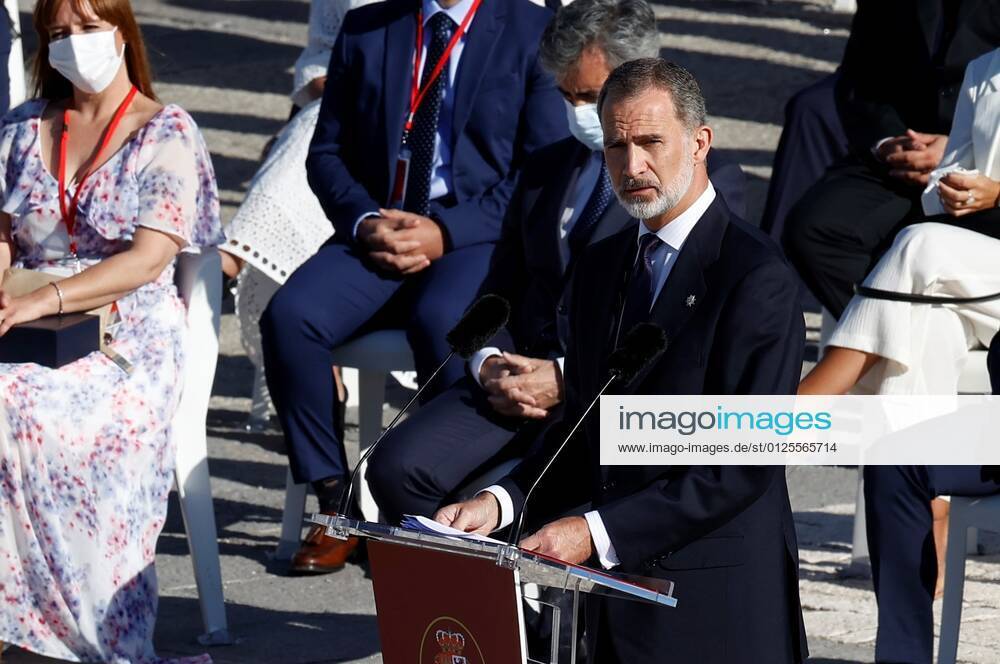 Spain s King Felipe VI delivers a speech during the second official ceremony to pay a tribute to victims for COVID-19 at Royal Palace, in Madrid, Spain, 15 July 2021. Spain King Felipe VI and Queen Letizia chair the ceremony in memory of victims of the disease specially recalling paramedics died due to coronavirus one year and four month after the beginning of the pandemic. State tribute to victims for COVID-19 !ACHTUNG: NUR REDAKTIONELLE NUTZUNG!