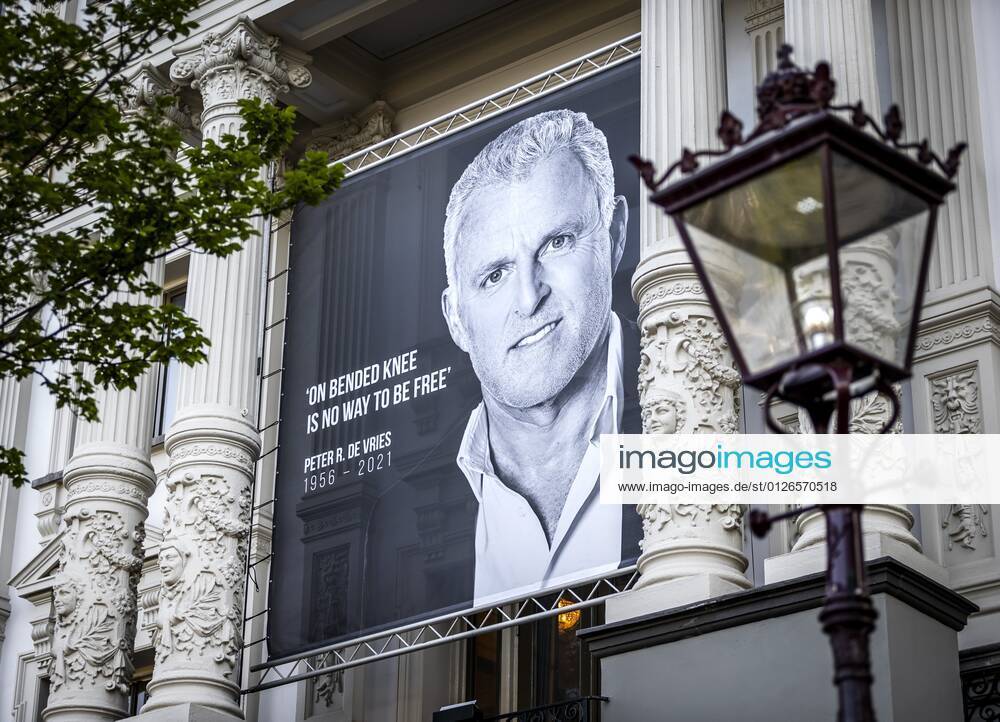 AMSTERDAM A large photo at the Royal Theater Carre of Public by Peter R de Vries on the day of his farewell to the public The crime reporter died at the age of 64 after being shot in the center of Amsterdam REMKO DE WAAL W