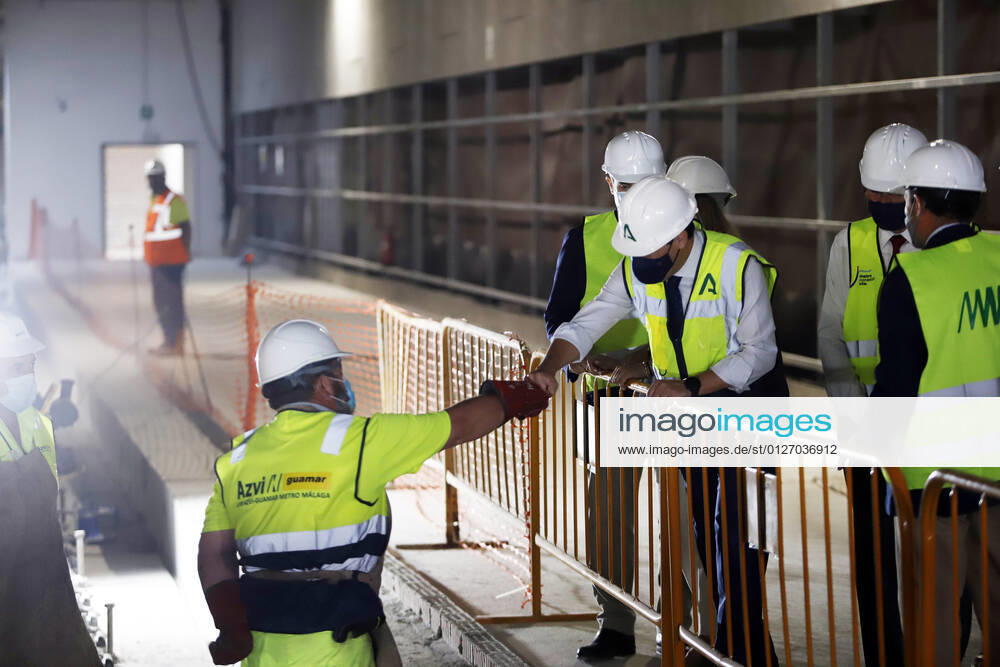 The president of the Junta de Andalucia, Juanma Moreno (c), attends the first welding of the track rail at the Atarazanas metro station. On 26 July 2021, in Malaga (Andalusia, Spain). 26 JULY 2021 Ãlex Zea LagenciaEP 07 26 2021 Malaga (Andalusia) Malaga (Andalusia) Spain