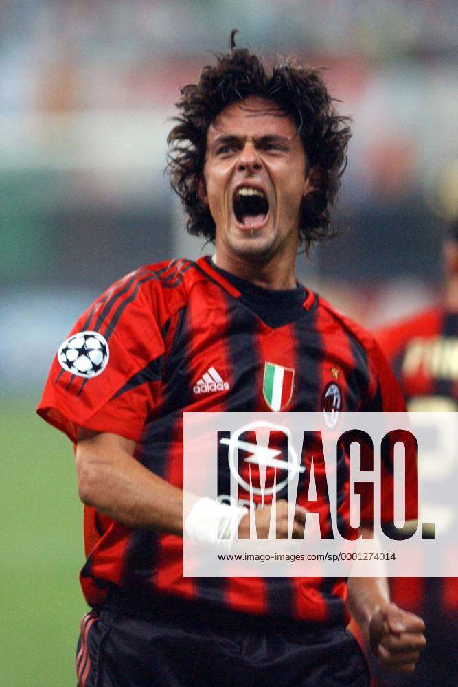 Filippo Inzaghi (Milan) - Torjubel Fußball EC 1 Herren Champions League 2004 2005, AC Mailand Einzelbild Mailand Glück, Begeisterung, Freude,