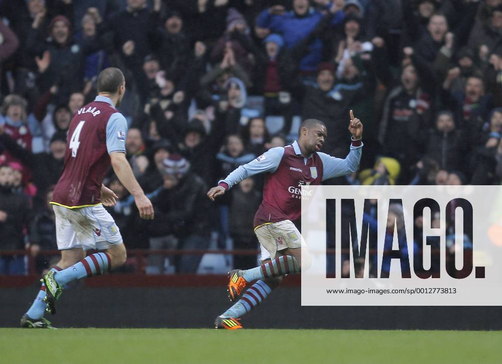 Charles N Zogbia of Aston Villa celebrates scoring his sides second goal of the game - Barclays Premier League - Aston Villa vs West Ham United - Villa Park Birmingham - 10 2 2013 Picture Malcolm Couzens Sportimage .