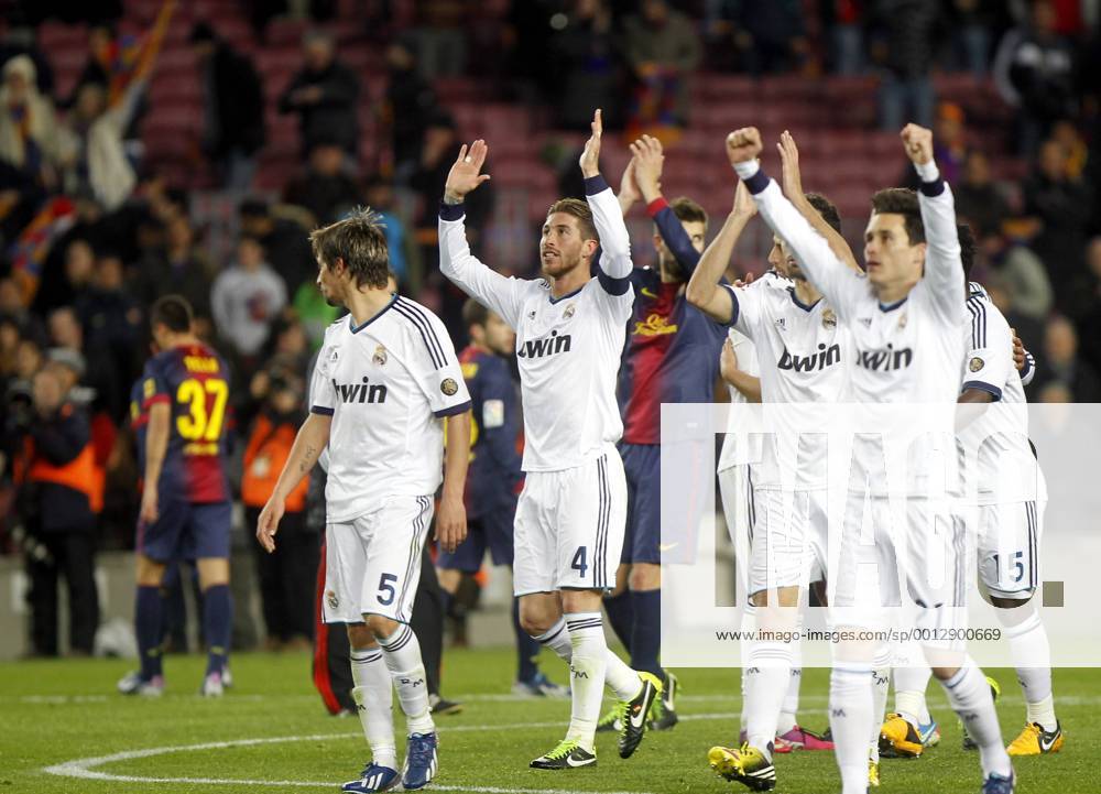 Copa del Rey. FC Barcelona vs Real Madrid. Madrid players celebrates final match.
