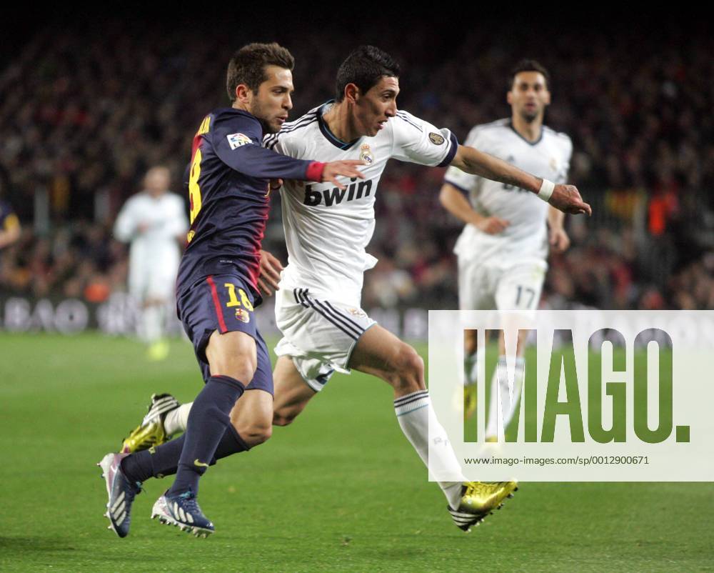 Copa del Rey. FC Barcelona vs Real Madrid. Angel Di Maria and Jordi Alba.