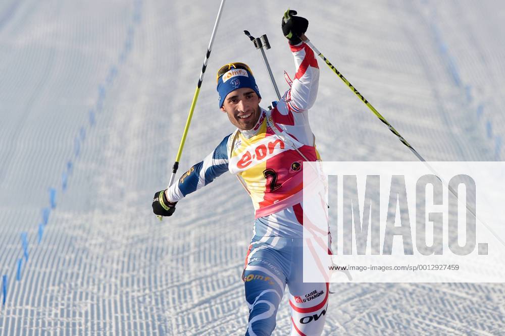 BIATHLON - IBU WC Oslo OSLO,NORWEGEN,02.MAR.13 - BIATHLON - IBU Weltcup, 12,5km Verfolgung der Herren. Bild zeigt den Jubel von Martin Fourcade (FRA).