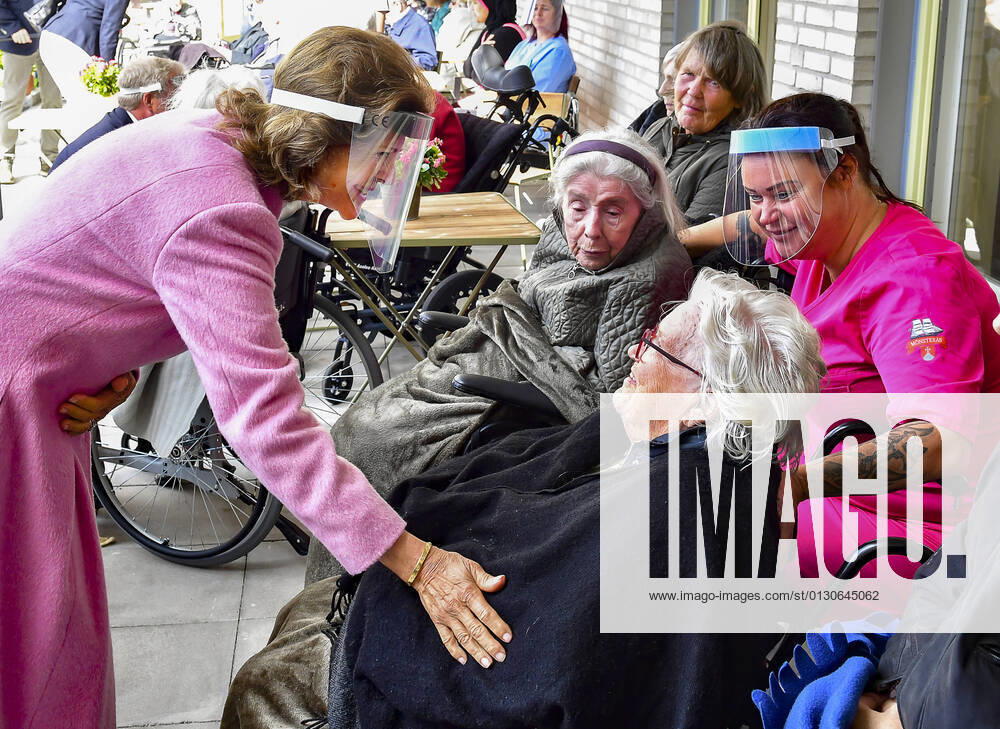 King Carl Gustaf and Queen Silvia chat with the residents at the special accommodation Solhem in Mönsteras during their visit in Kalmar county MÖNSTERÅS Sweden