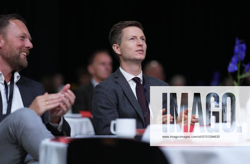 Prime Minister Mette Frederiksen S attends an intergovernmental conference on the Denmark of the future, which will take place in Fredericia on Tuesday 24 August 2021 The conference offers a number of speeches and workshops. Here Education and Research Minister Jesper Petersen, Frederic