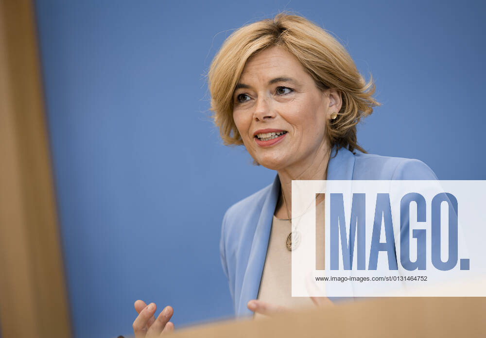 Federal Minister of Agriculture Julia Kloeckner, CDU, recorded at the press conference on the 2021 harvest report and presentation of the arable farming strategy at the Federal Press Conference in Berlin 25 08 2021 Berlin Germany
