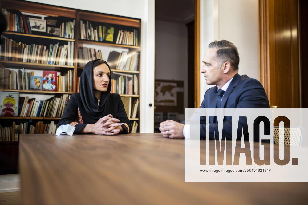 Heiko Maas R , German Foreign Minister, meets Zarifa Ghafari L , womens rights activist and mayor in Afghanistan, for talks in Berlin, 27 08 2021 Berlin Germany