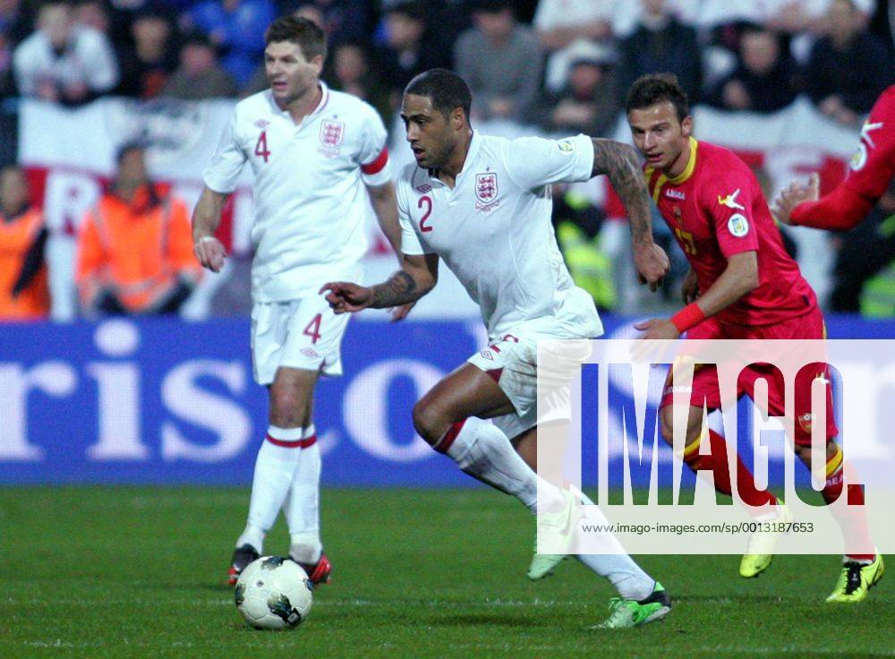 Podgorica(Montenegro) Montenegro-England FIFA world cup Brazil qualifiers men football Gien Johnson(c) England and Elsad Zverotic(r) Montenegro :