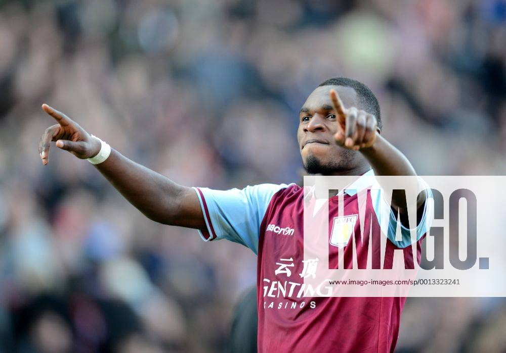 Christian Benteke of Aston Villa celebrates scoring the third goal - Barclays Premier League - Stoke City vs Aston Villa - Britannia Stadium - Stoke on Trent - England - 06 04 13 - Picture Simon Bellis Sportimage .