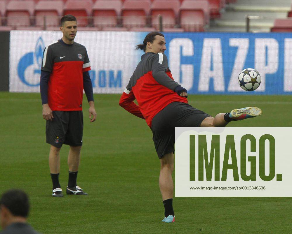 Barcelona, Camp Nou april 9. Zlatan Ibrahimovic (PSG) Paris Saint Germain training before the match in Champions League