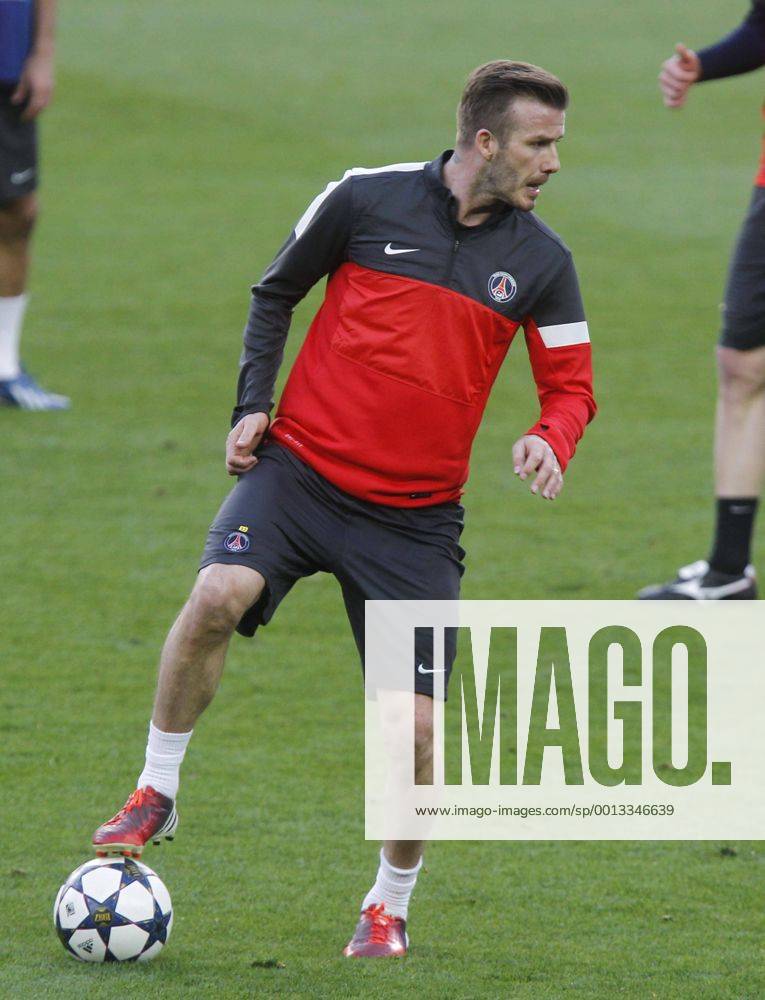 Barcelona, Camp Nou april 9. David Beckham (PSG) Paris Saint Germain training before the match in Champions League