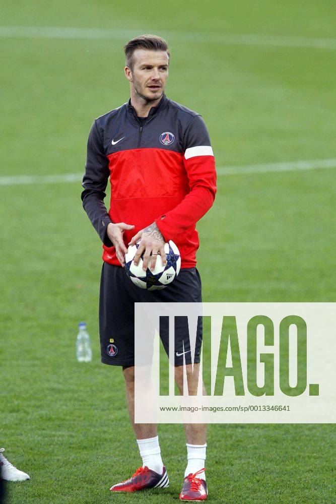 Barcelona, Camp Nou april 9. David Beckham (PSG) Paris Saint Germain training before the match in Champions League