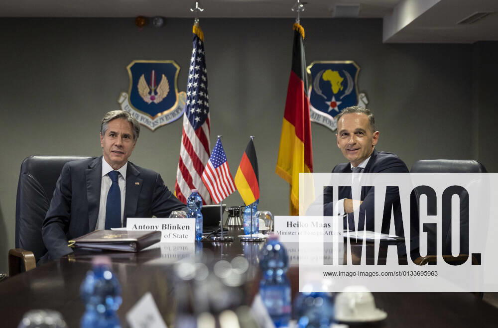 Participation in the virtual ministerial conference Afghan Core Group with German Foreign Minister Heiko Maas, SPD, and US Secretary of State Antony J Blinken at Ramstein Air Base 08 09 2021 Ramstein Germany