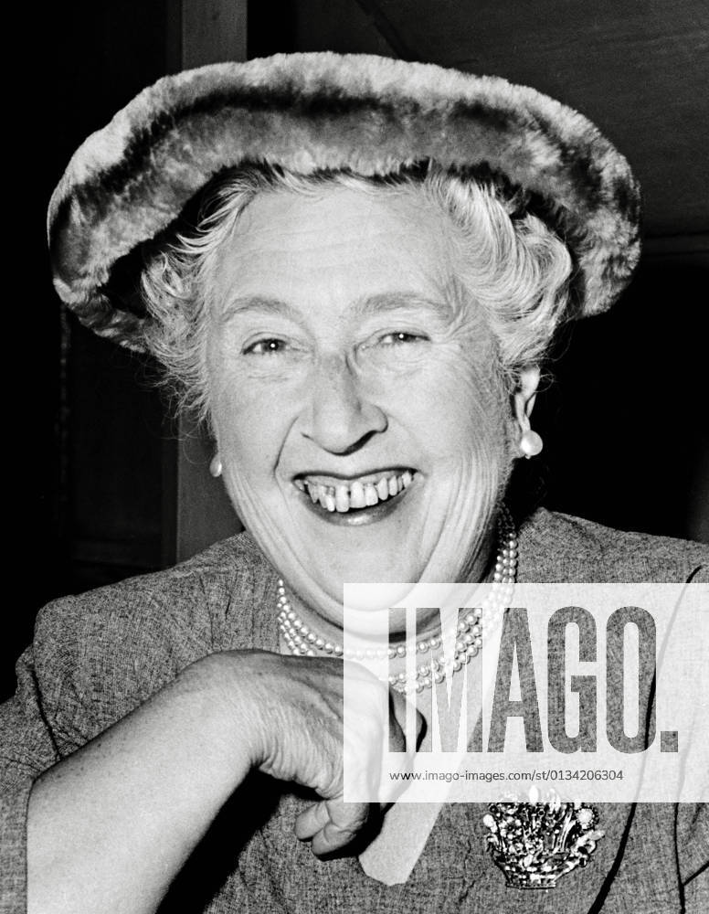 English crime mystery writer Agatha Christie, at a party to celebrate the 1998th stage performance of The Mousetrap, 1957 File Reference 34145-435THA