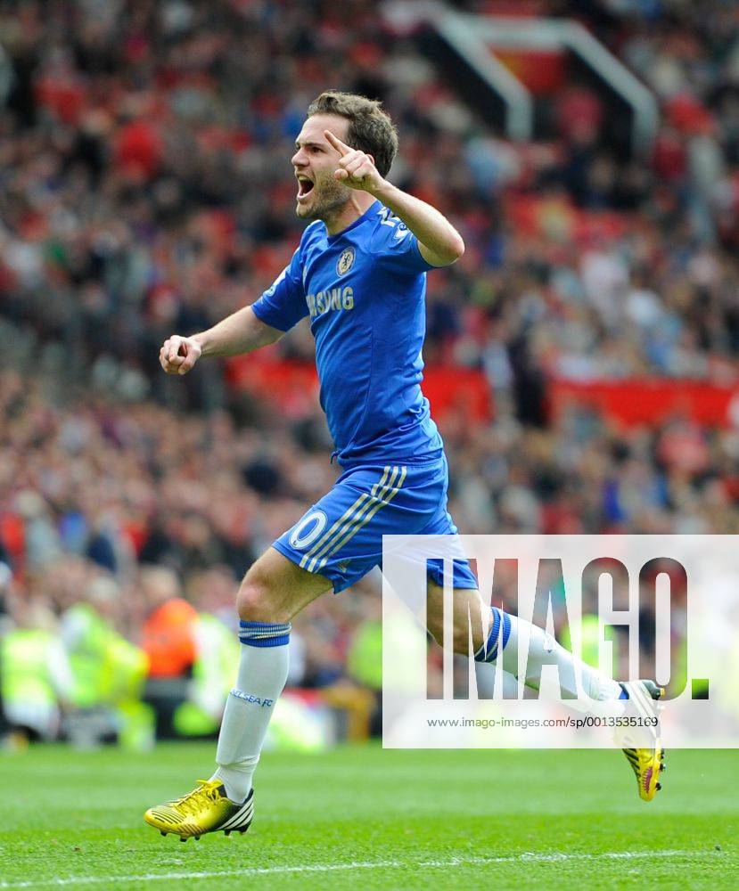Juan Mata of Chelsea celebrates scoring the winning goal - Barclays Premier League - Manchester Utd vs Chelsea - Old Trafford Stadium - Manchester - 05 05 13 - Picture Simon Bellis Sportimage .