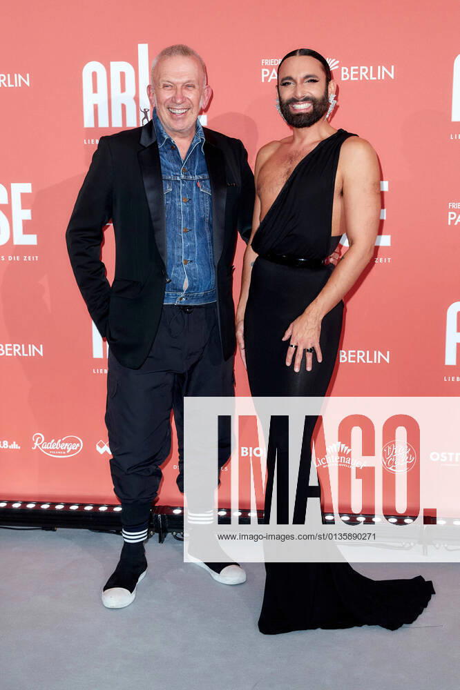 ARISE Grand Show World Premiere at Friedrichstadt Palast Jean Paul Gaultier and Tom Neuwirth Conchita Wurst on the red carpet at the world premiere of ARISE Grand Show at Friedrichstadt Palast in Berlin