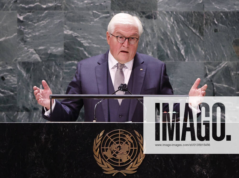 KW38 President of Germany Frank-Walter Steinmeier speaks at the UN General Assembly 76th session General Debate in UN General Assembly Hall at the United Nations Headquarters on Friday, September 24, 2021 in New York City. NYP20210924109 JOHNxANGELILLO