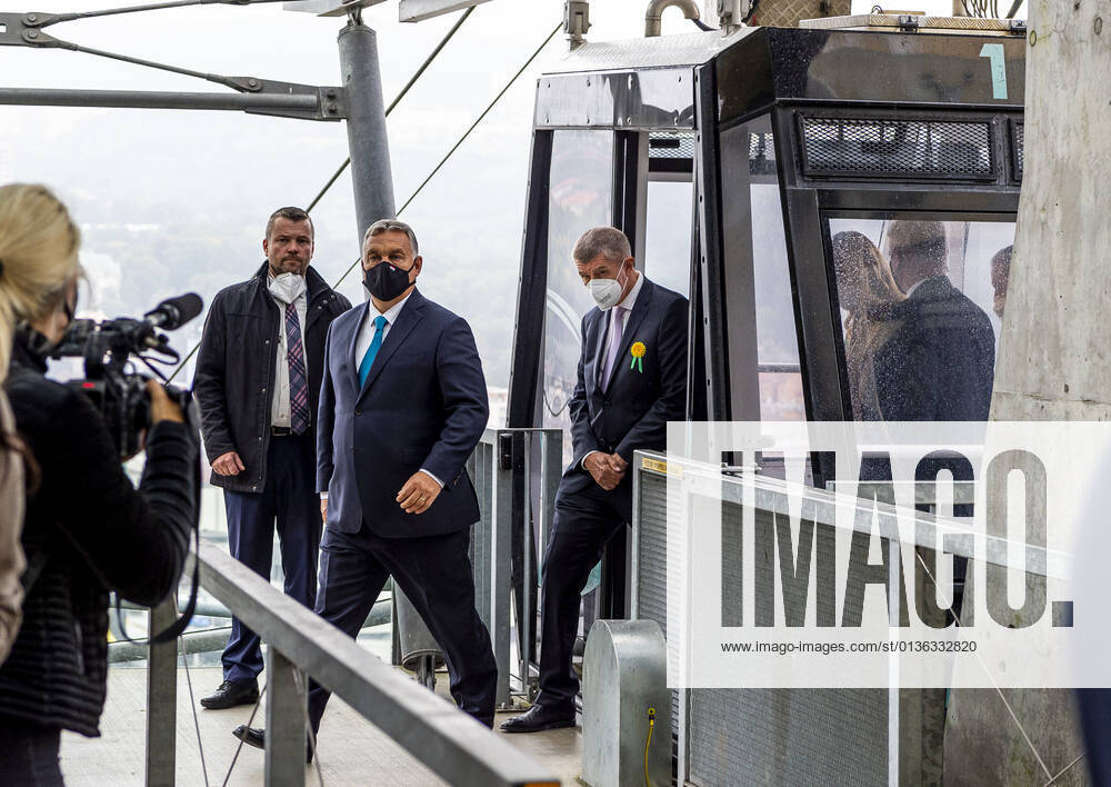 Czech prime minister Andrej Babis, right, and Hungarian prime minister Viktor Orban visited Usti nad Labem, Vetruse, Czech Republic, Wednesday, Sept. 29, 2021. (CTKxPhoto OndrejxHajek) CTKPhotoP2021092905169 HAJ 03