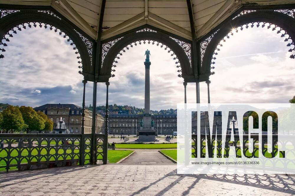 Stuttgart Schlossplatz View Gazebo Germany Architecture Destination Daytime Overcast Weather, 12.10.2020,