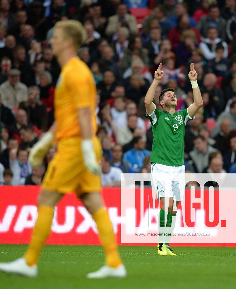 Shane Long of Ireland celebrates scoring the first goal - International Friendly - England vs Republic of Ireland - Wembley Stadium - London - England - 29 05 13 - Picture Simon Bellis Sportimage .