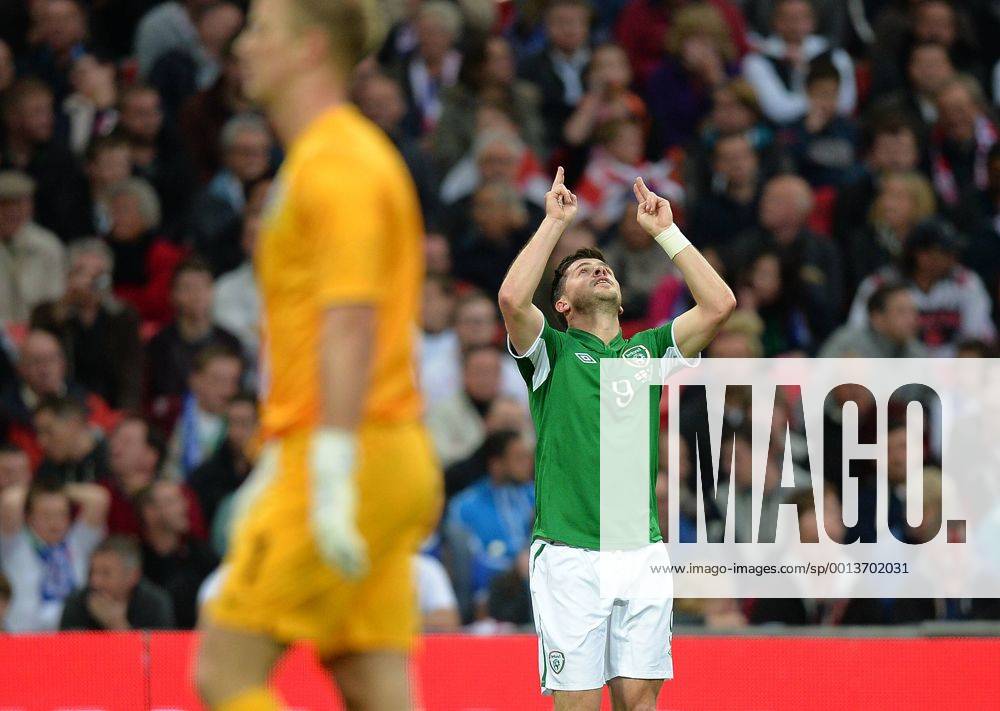 Shane Long of Ireland celebrates scoring the first goal - International Friendly - England vs Republic of Ireland - Wembley Stadium - London - England - 29 05 13 - Picture Simon Bellis Sportimage .