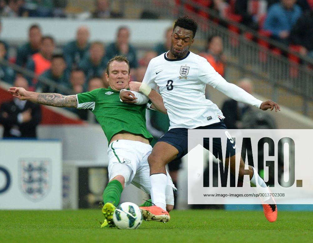Daniel Sturridge of England tussles with Glenn Whelan of Ireland- International Friendly - England vs Republic of Ireland - Wembley Stadium - London - England - 29 05 13 - Picture Simon Bellis Sportimage .
