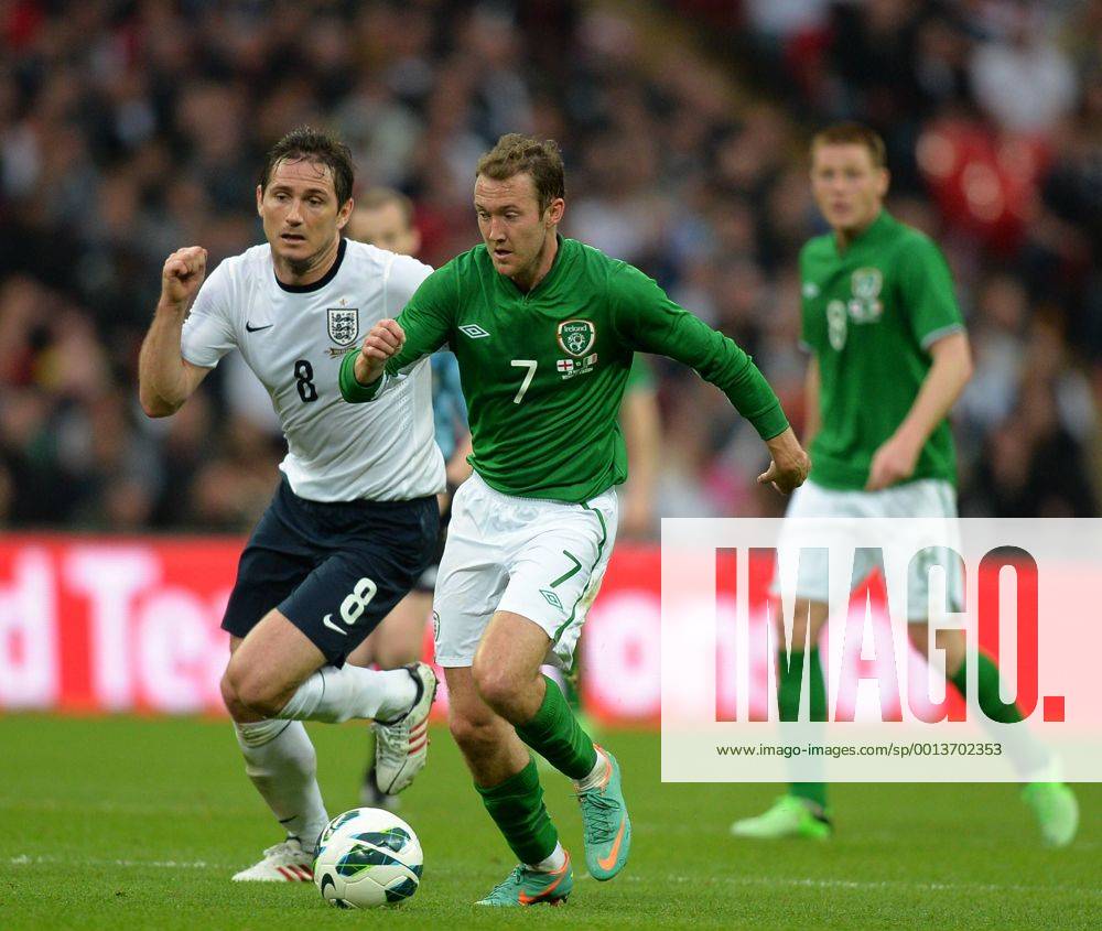 Frank Lampard of England looses out to Aiden McGready of Ireland - International Friendly - England vs Republic of Ireland - Wembley Stadium - London - England - 29 05 13 - Picture Simon Bellis Sportimage .