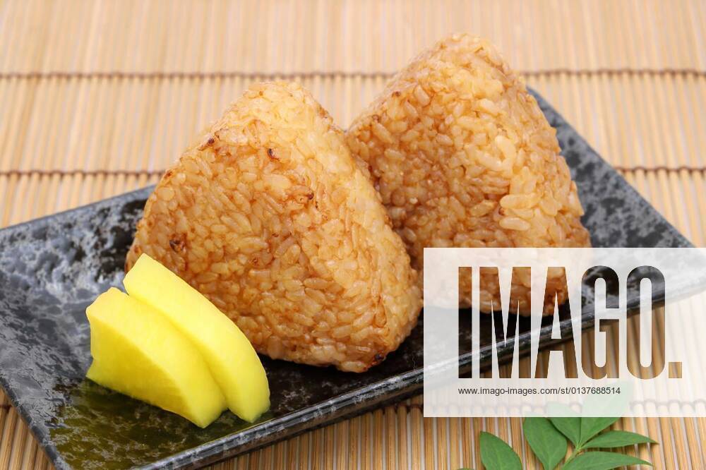 Yakionigiri, Japanese food, rice ball, rice triangle with soy sauce, 13.10.2020,