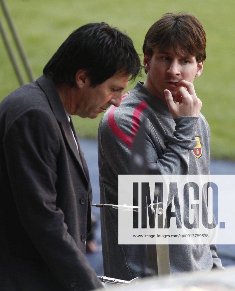 Barcelona training session, in this picture Lionel Messi and his father Jorge Horacio xFRANCESCxADELANTADOx