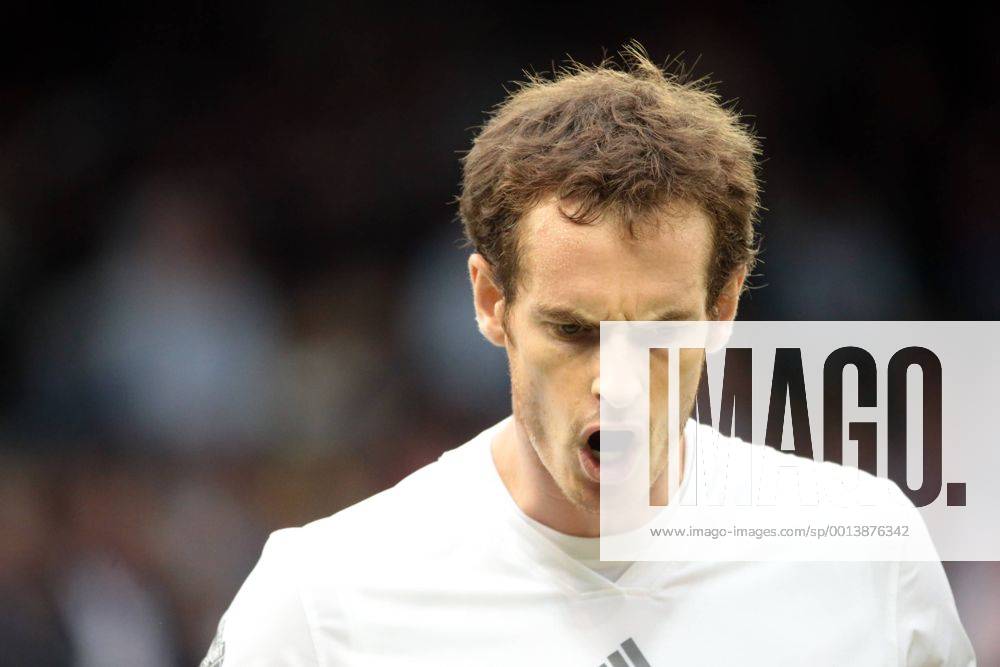 Great Britain s Andy Murray reacts after winning the second set in his match on day five of the 2013 Wimbledon Championships in London on June 28, 2013. LON2013062828