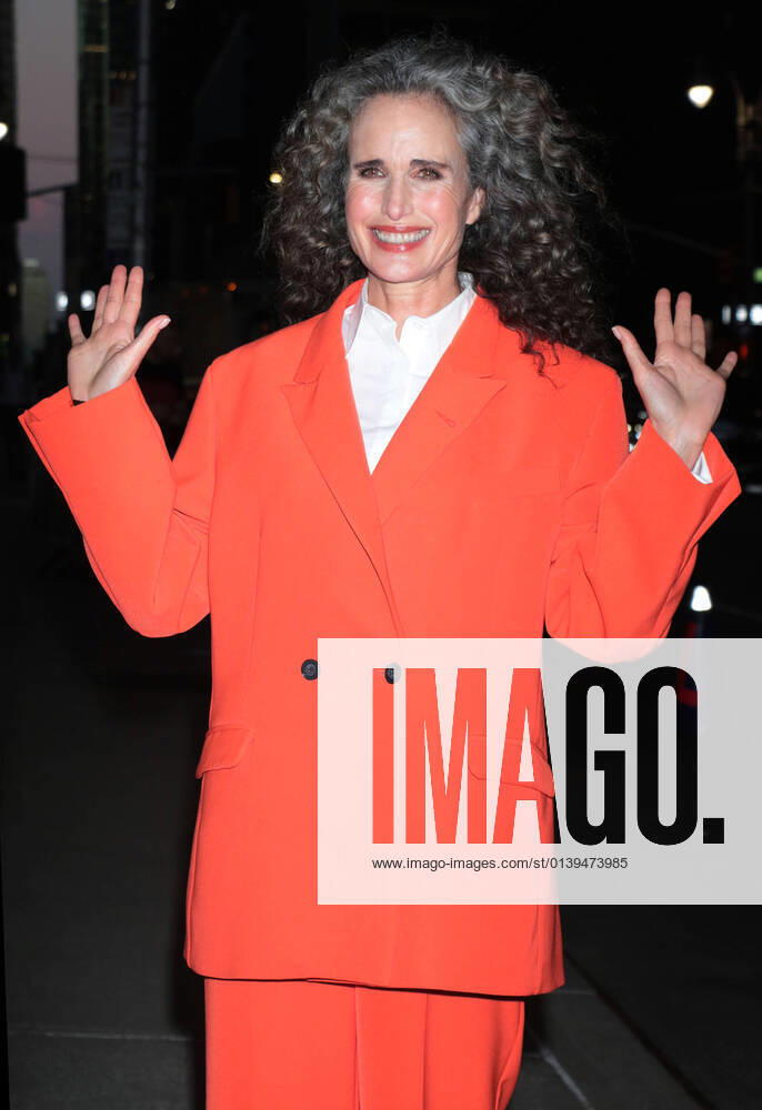 NEW YORK, NT- October 21: Andie MacDowell seen at The Late Show With Stephen Colbert in New York City on October 21, 2021.