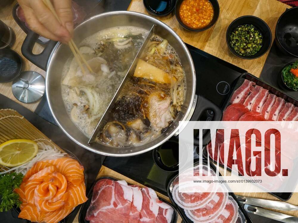 Shabu-Shabu a Japanese hotpot dish of thinly sliced meat and vegetables boiled in water, 14.10.2020,